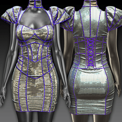 Glowing Animated Tight Corset Mirror Dress