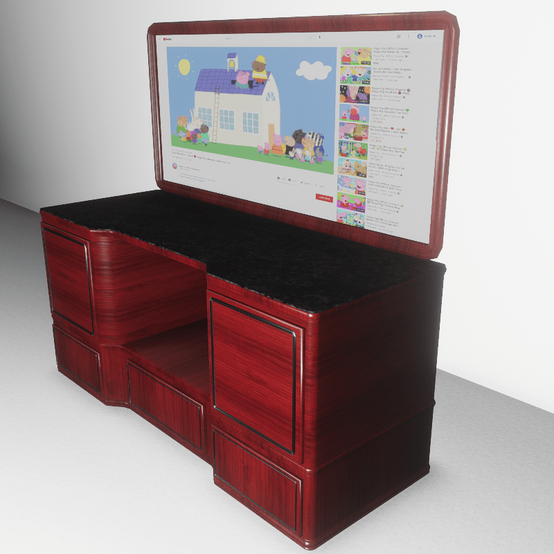 Modern stand with TV red