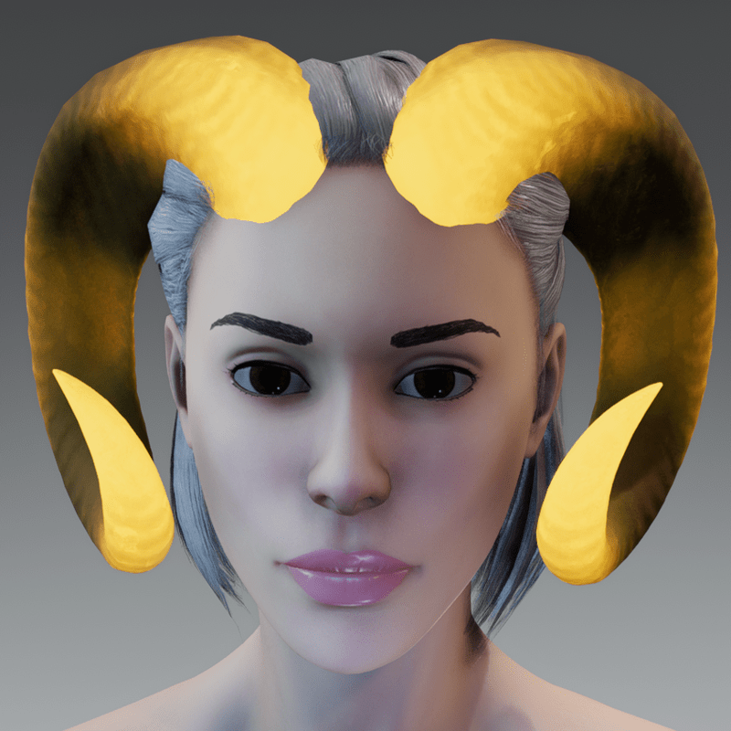 Spirit Of The Ram (Horns) - Black + Light Orange