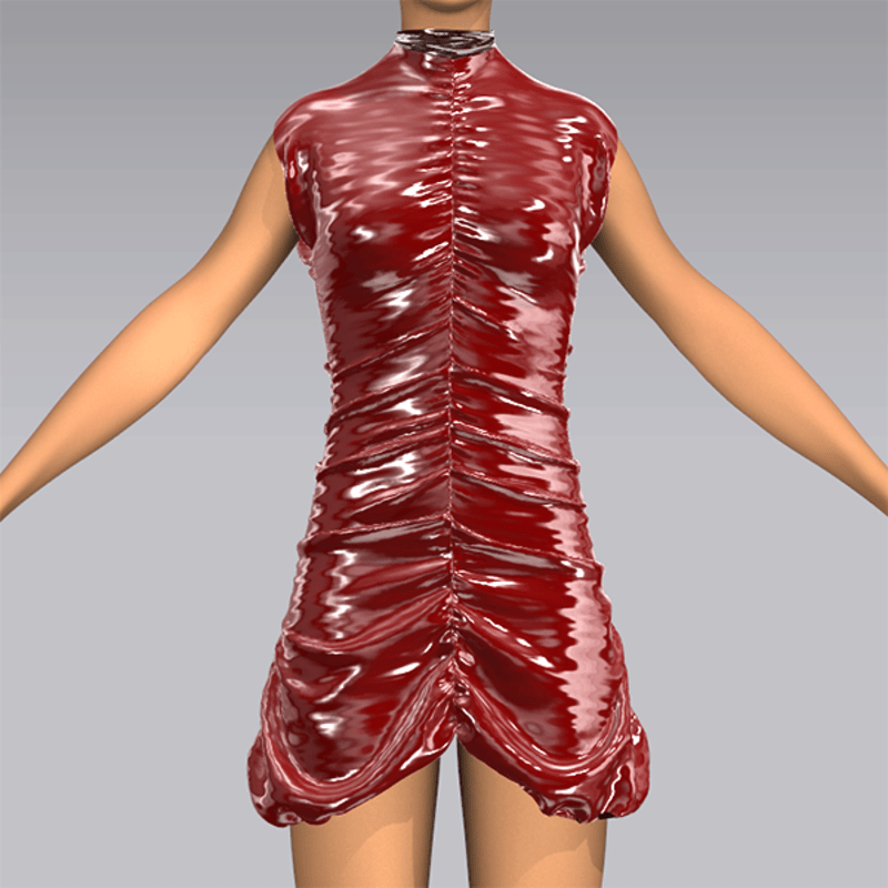 Latex Ruffle Party Dress Red