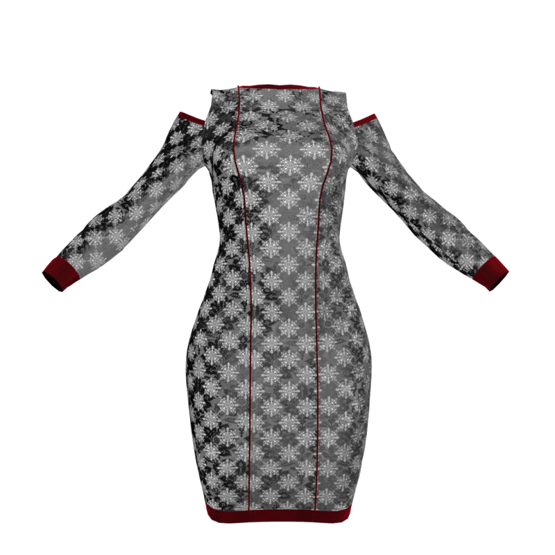 black printed top with red piping