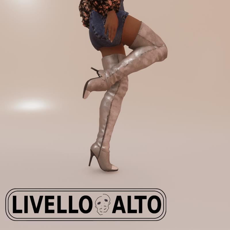 Madonna Stiletto Thigh High Boots in Silver