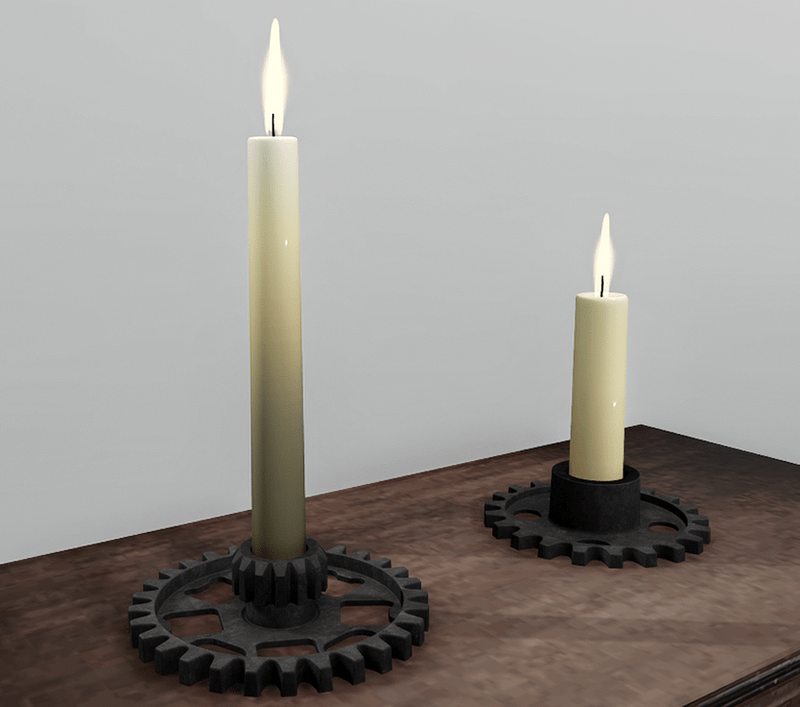 Candlestick set with flames