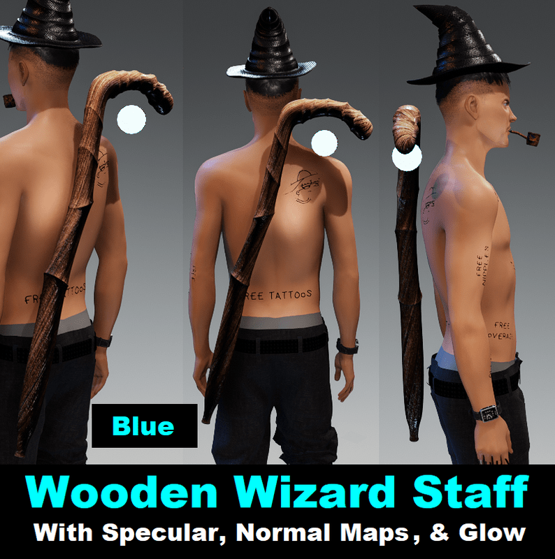 Wooden Wizard Staff - Blue Orb