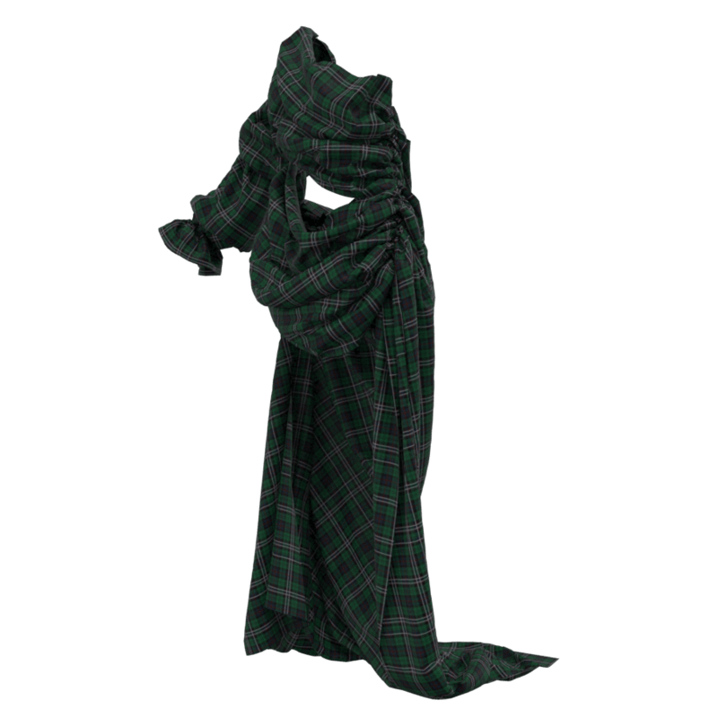 UNPRODUCTIVE DRAPED DRESS TARTAN