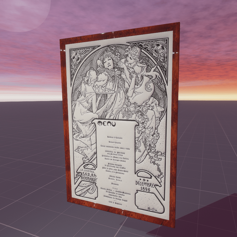 La Jourree Sarah Bernhardt Menu Alphonse Mucha