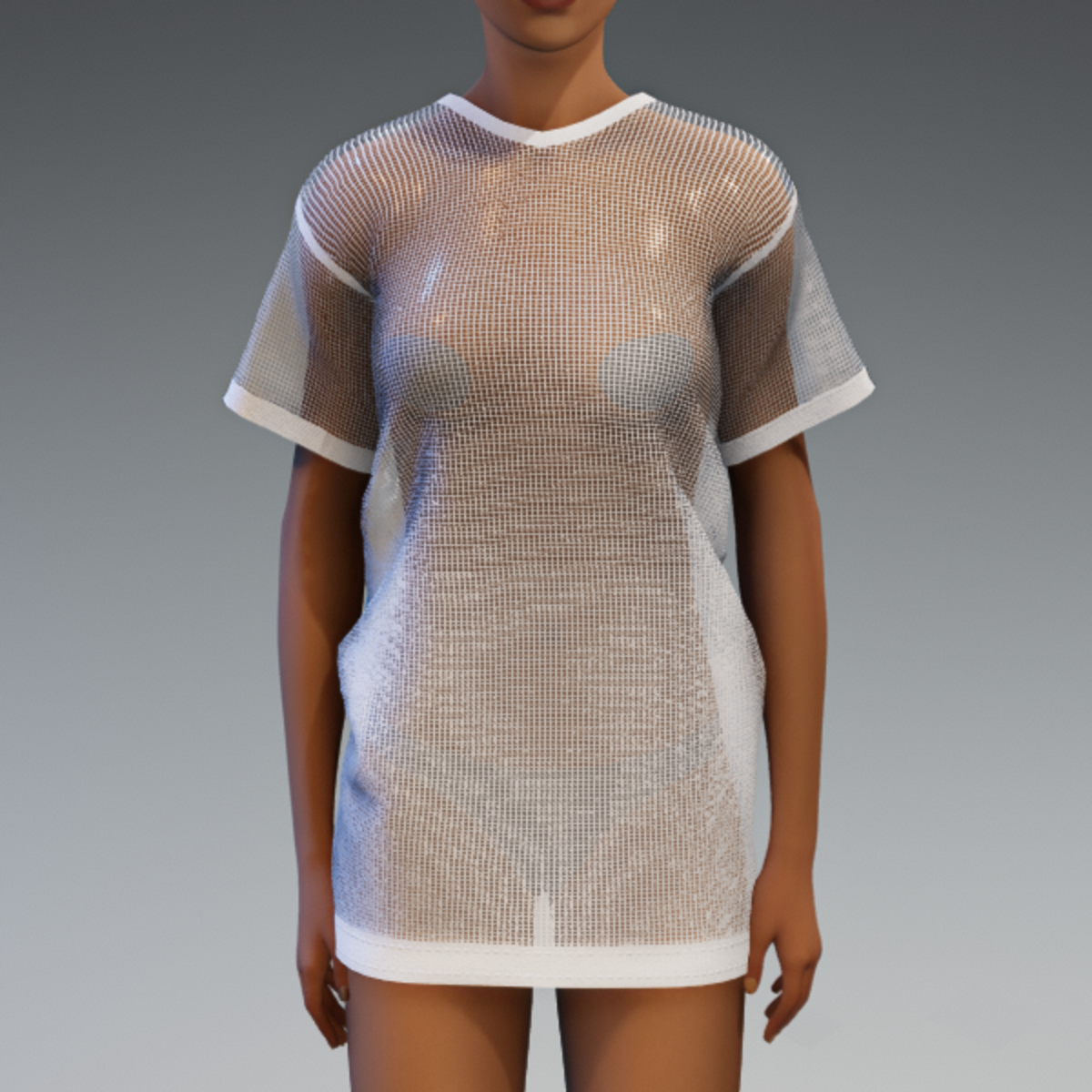 White Gradient Fishnet Dress