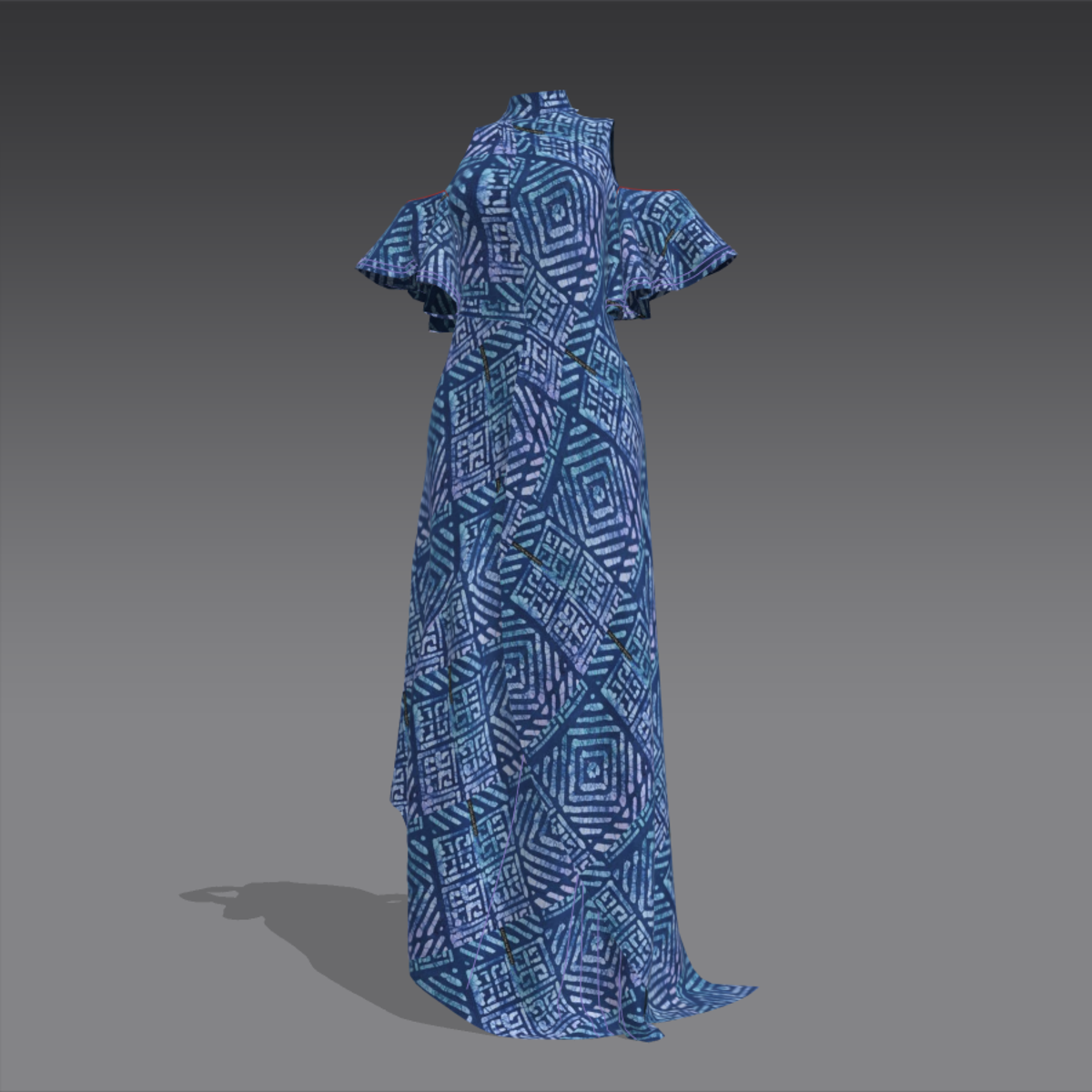 Tribal Cold Shoulder (Adire) Gown