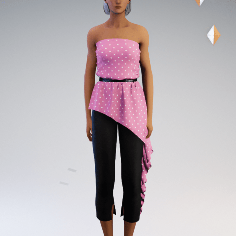 Peplum Pantsuit - Pink Polkadot
