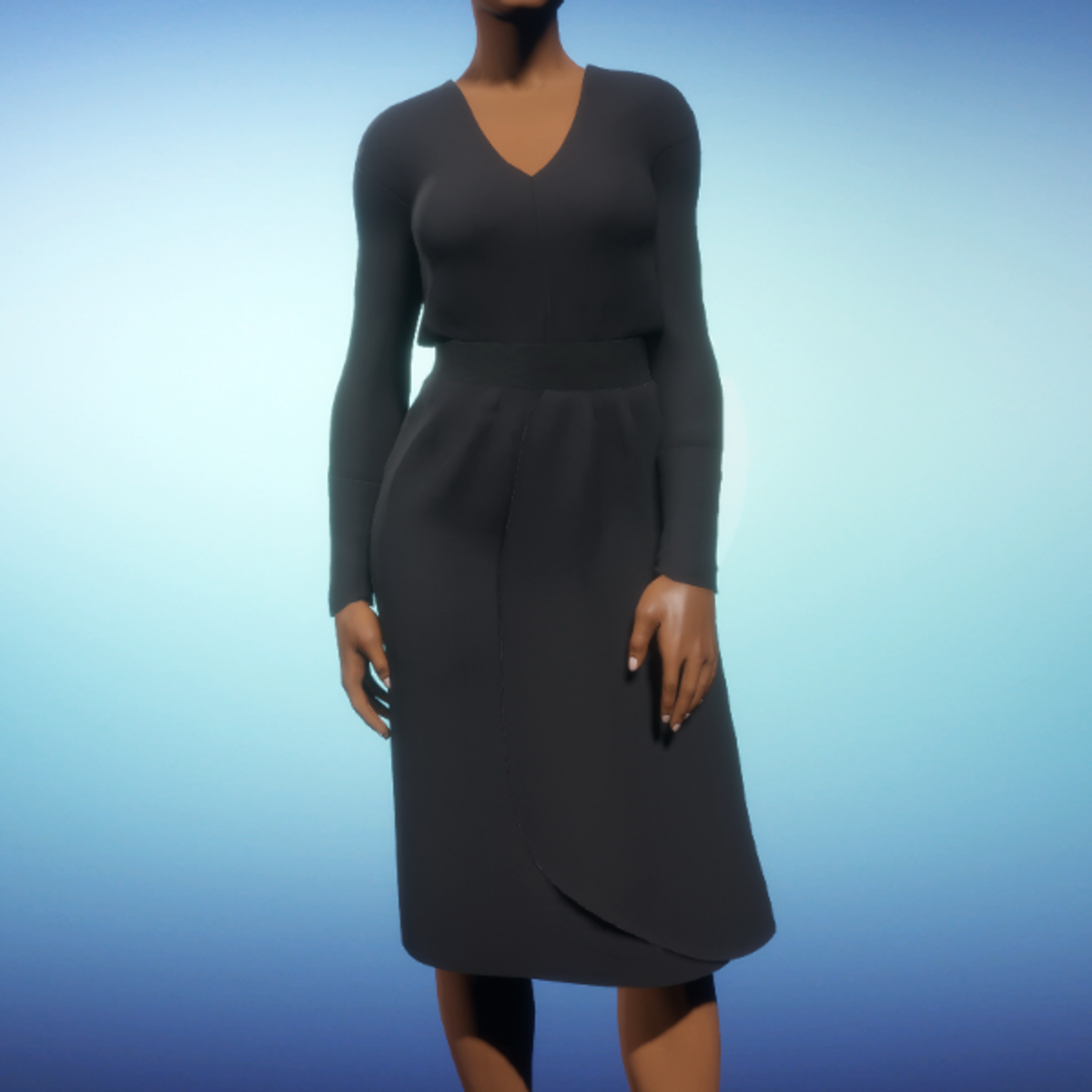 Wrap Knee-length Dress - Black