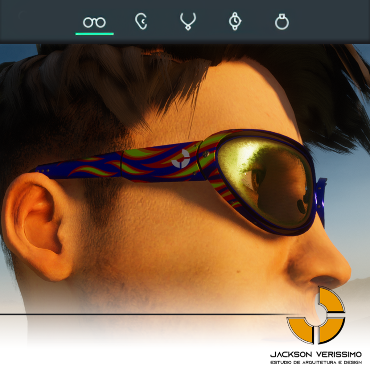 Janeiro Glasses- Blue Aluminium with flames