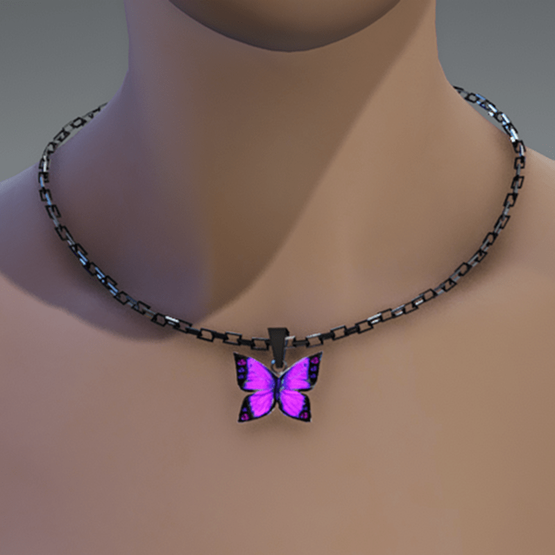 Violet emissive butterfly chain necklace