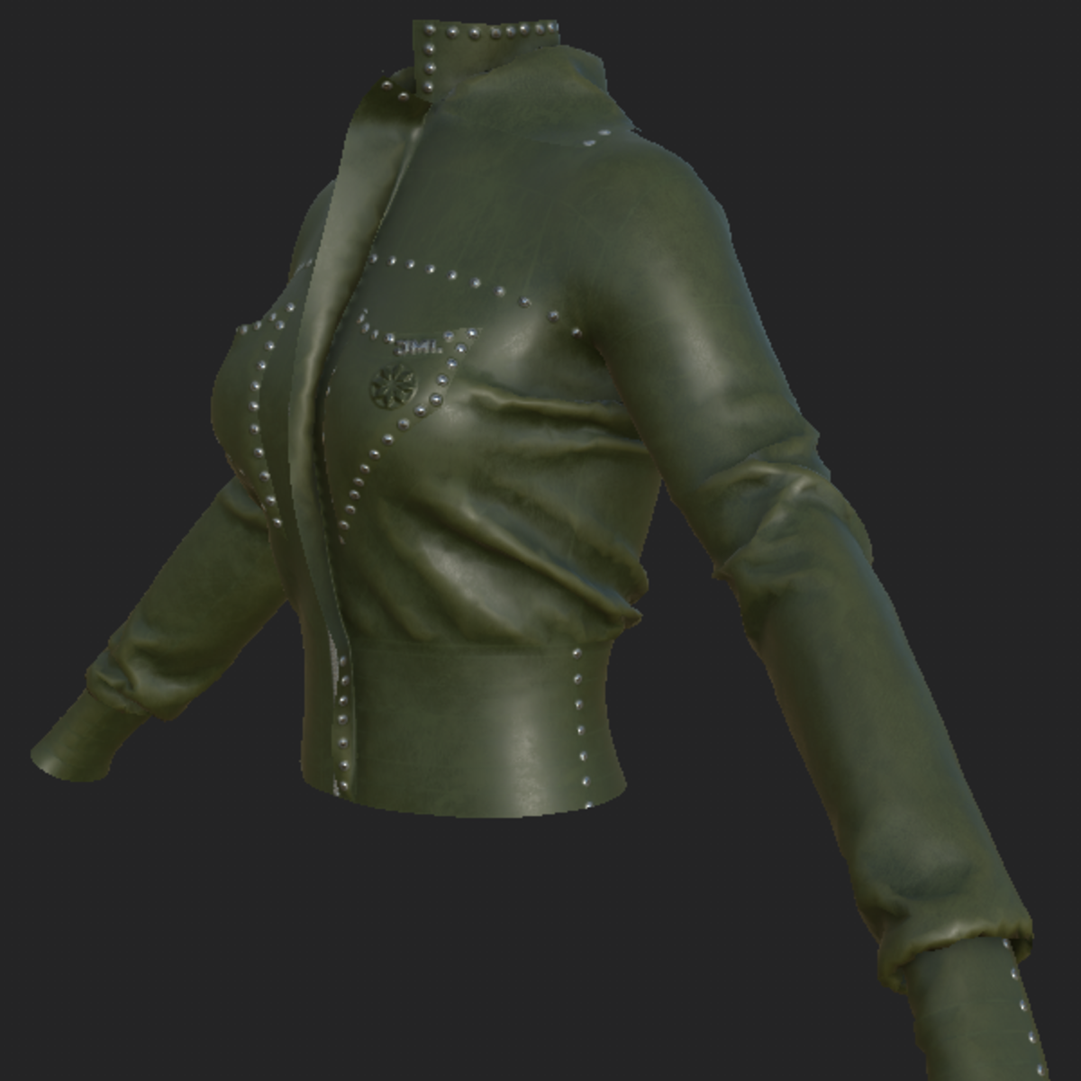 JACKET_ LEATHER F OLIVE