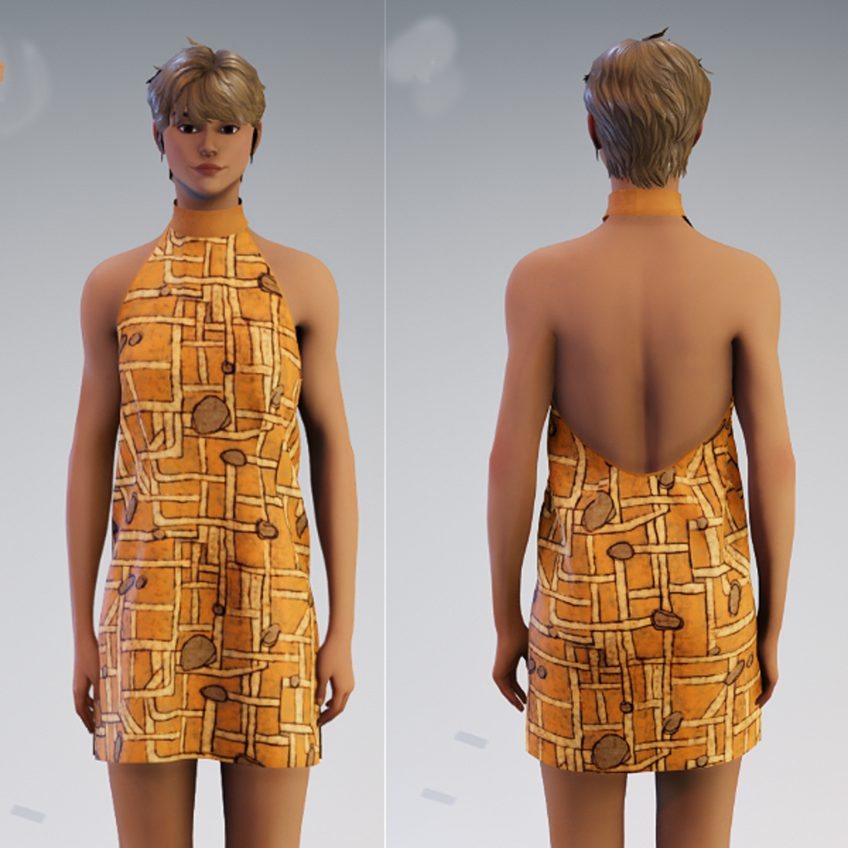 Club Dress Orange African Print - AV 2.0