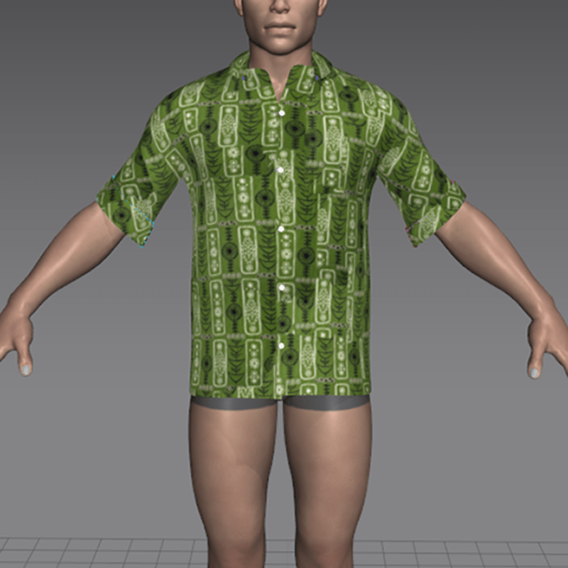 men's 1950's green barkcloth shortsleeve