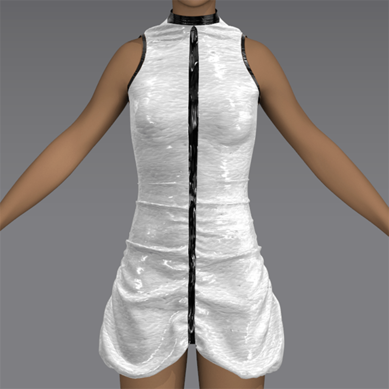 Leather Ruffel Dress Wite