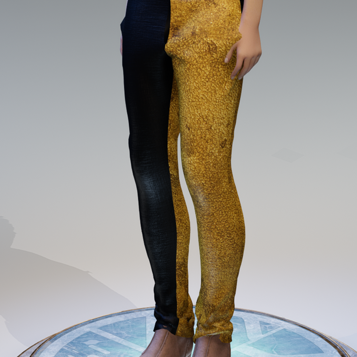 Female Luxury Gold Flake Denim Pants