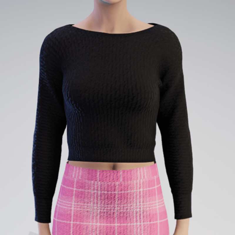 Knitted Black Basic Pullover