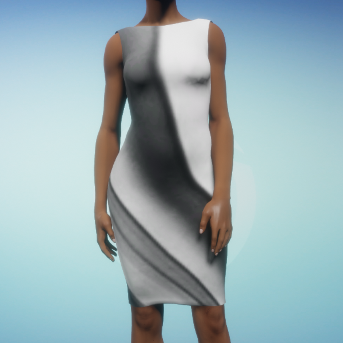 Boatneck Exec Dress - White Swoop