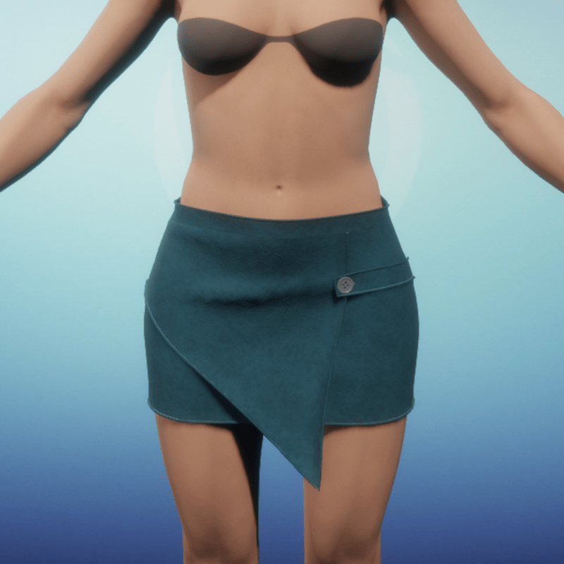 Paneled Mini Skirt - Teal Suede