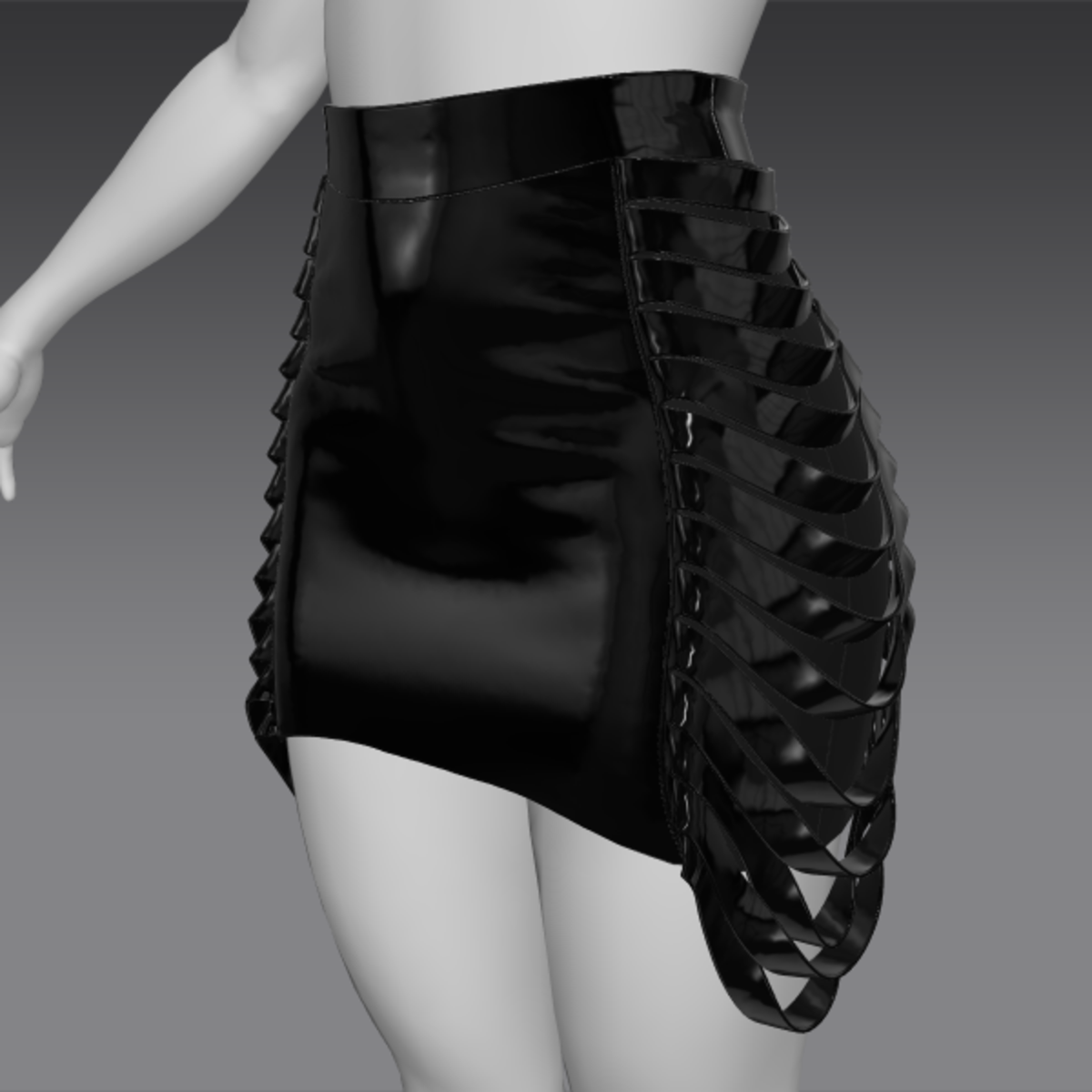 Latex skirt with belts