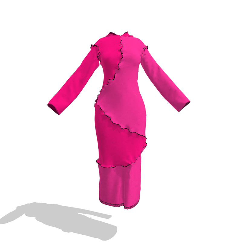 Long Frankin Hoody Dress All Pink