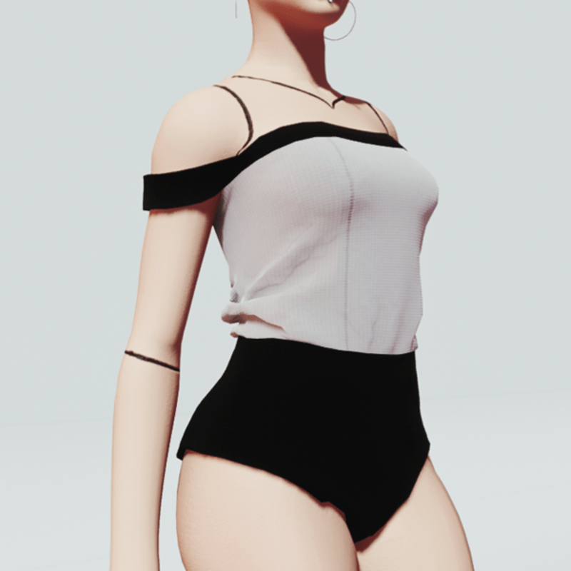 Black and White Fabric Swimsuit