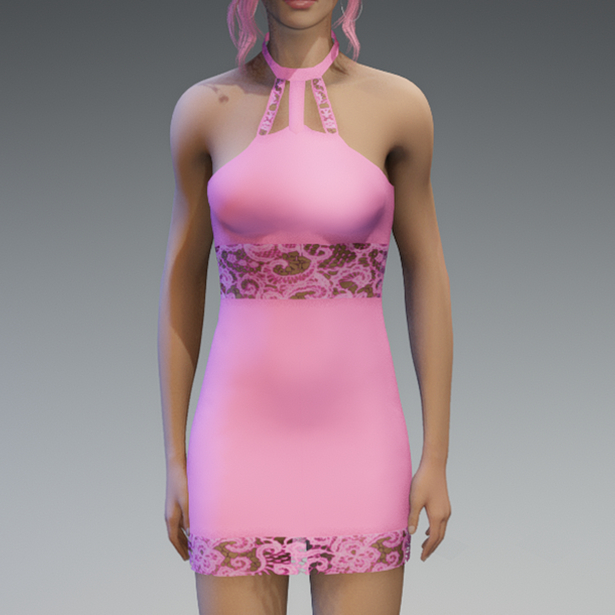 Pastel Pink Lace Partydress V2