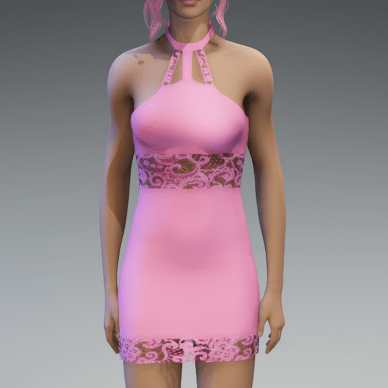 Pastel Pink Lace Partydress V2
