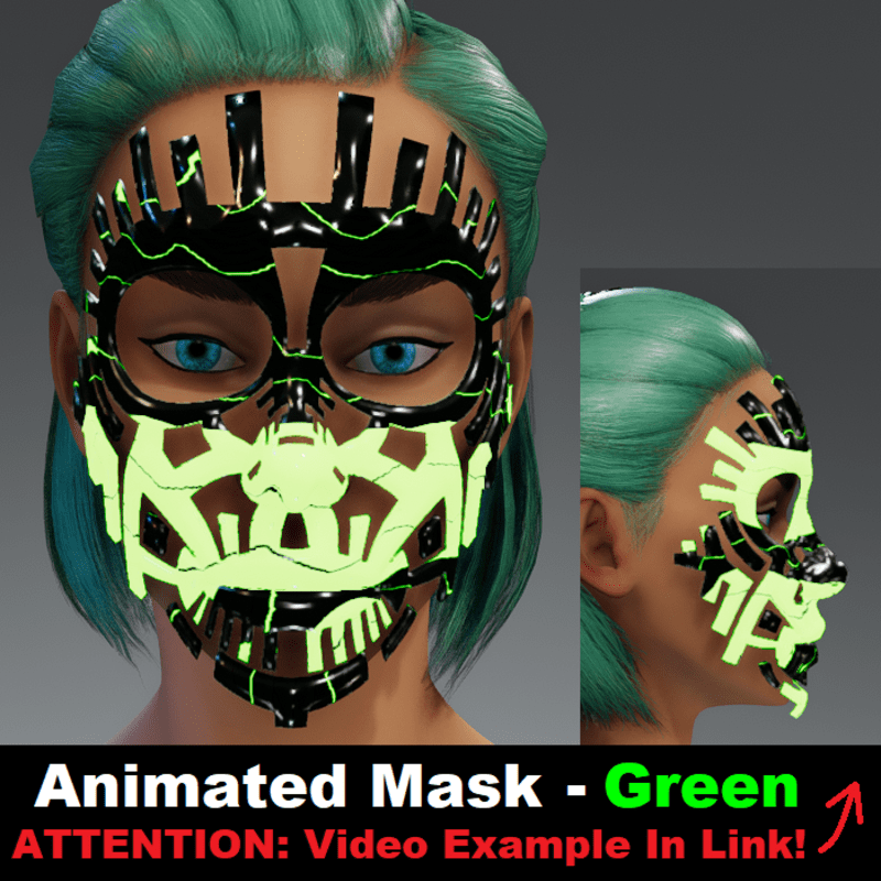 Animated Mask: Green - Female Avatars
