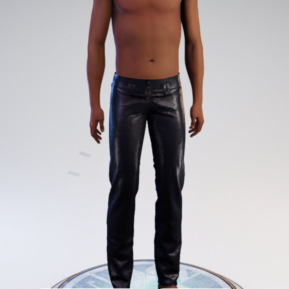 Buttoned Hip-hugger Pants - Blue Leather