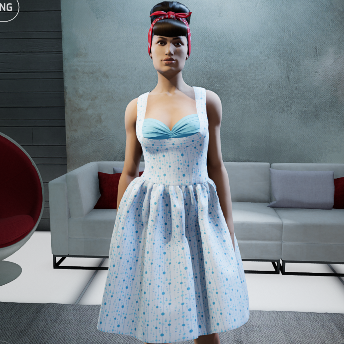 50s Shell Bust Swing Dress 04