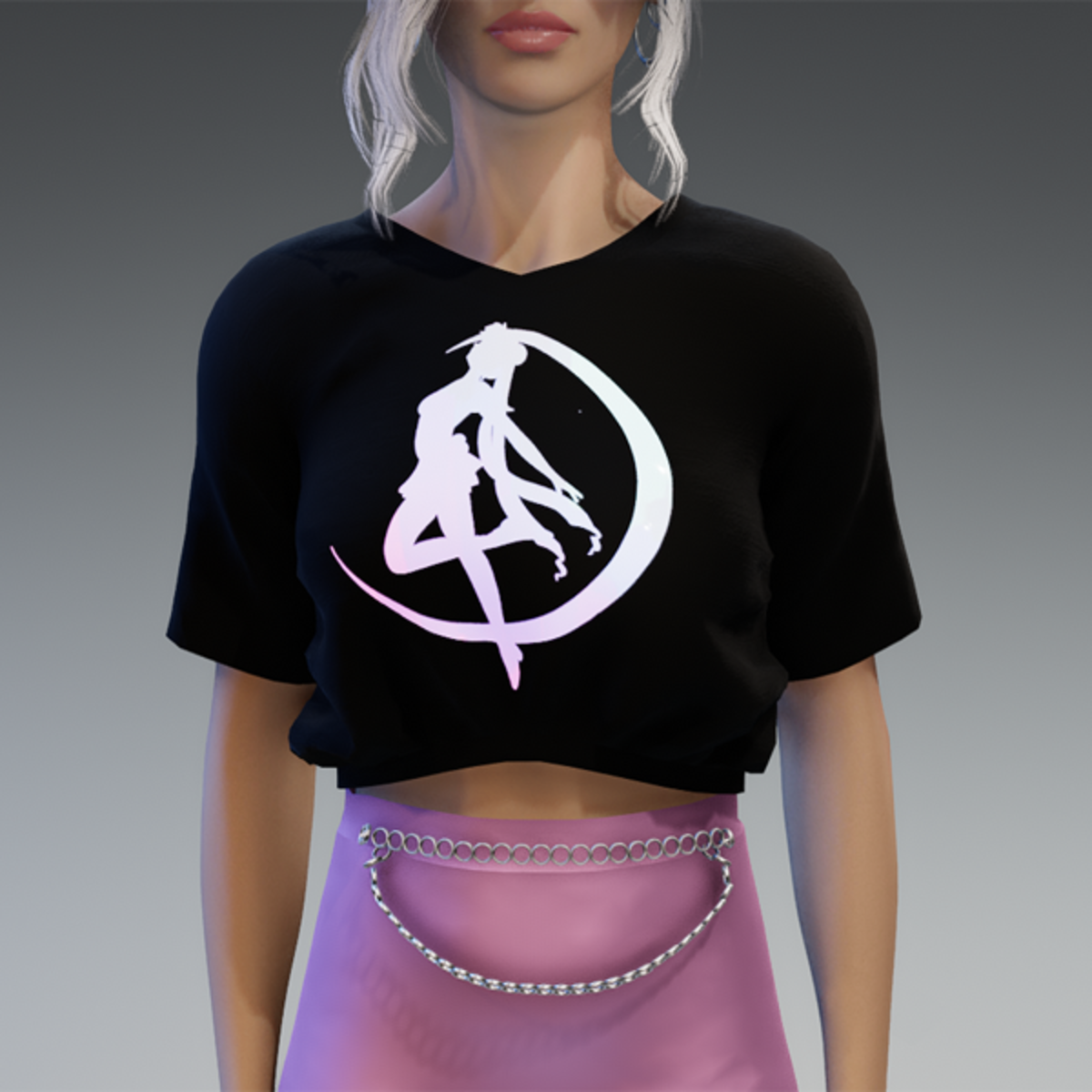 Glowing "Moonie Time" Shirt in Blue & Pink