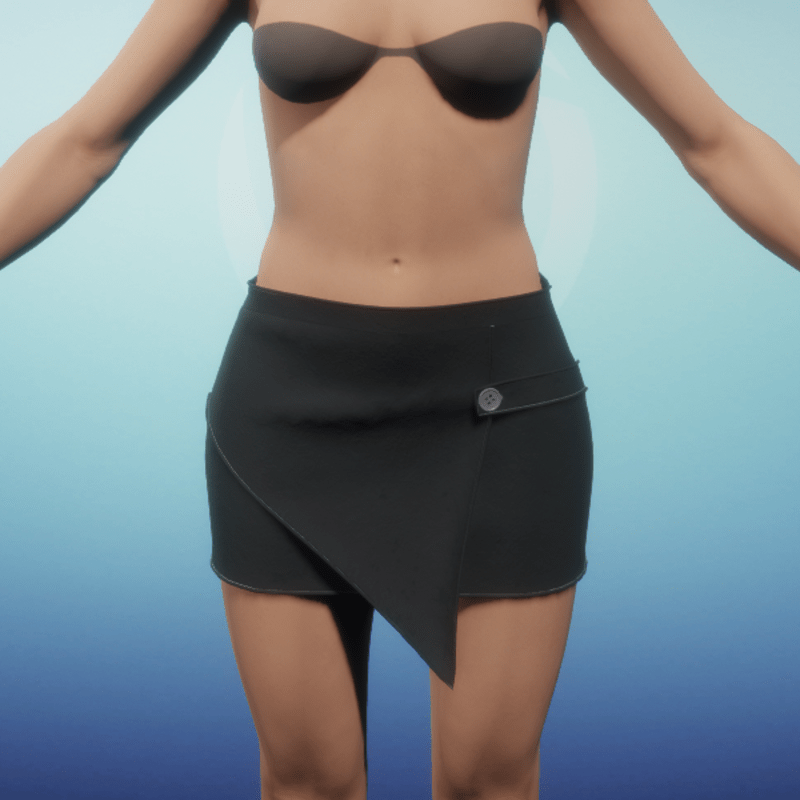 Paneled Mini Skirt - Black Suede