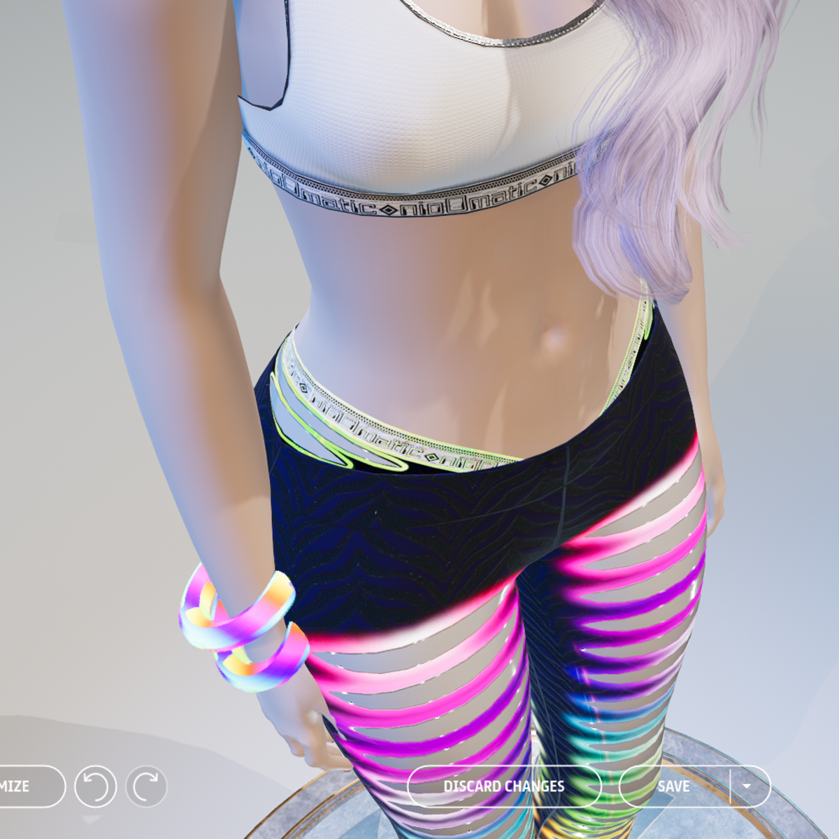 Black Zebra Glowing Animated Ripped Leggings with Ripped Undies