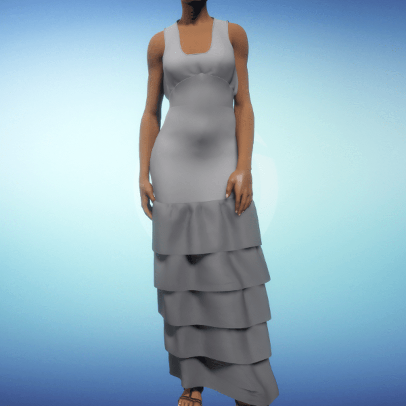 Ruffled Gown - Grey