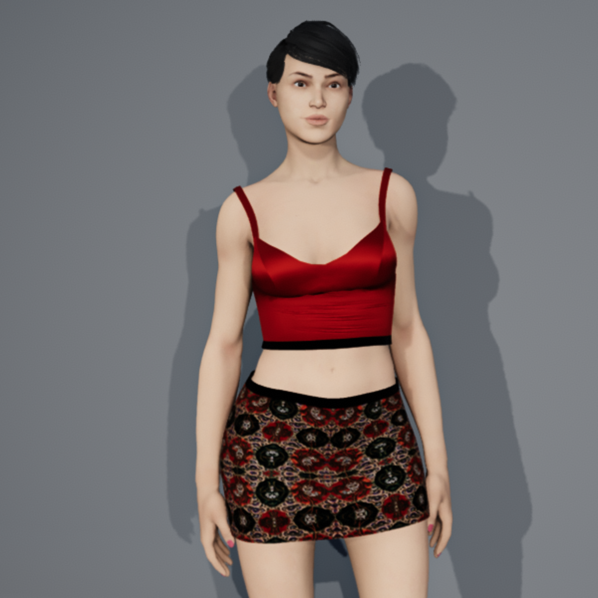 SOPHIE TOP AND SKIRT SET RED BLACK