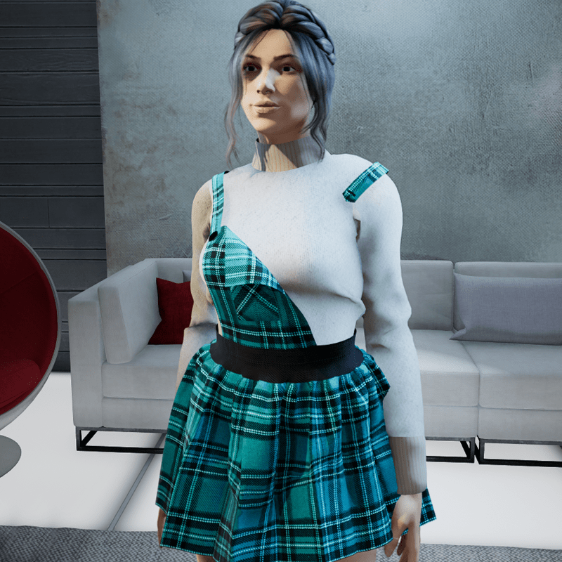 Mini dress in scottish wool fabric LIGHT BLUE