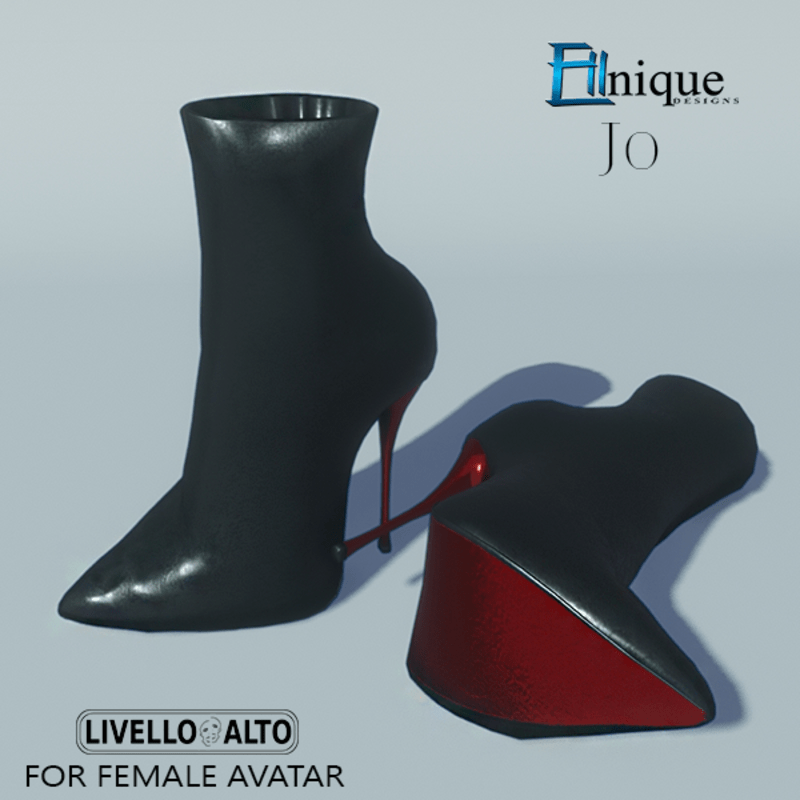 Jo -Black Leather Stiletto Ankle Boots, Red Base -for LIVELLO ALTO Female Avatar