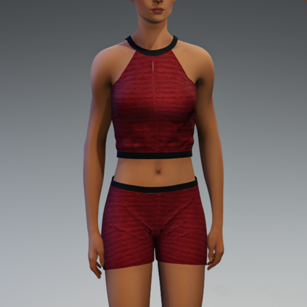 Cleo Short Set - Red and Black