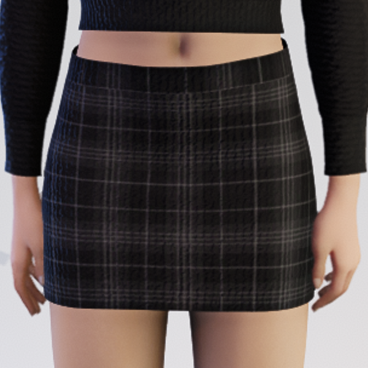 Checked Dark Grey Mini Skirt