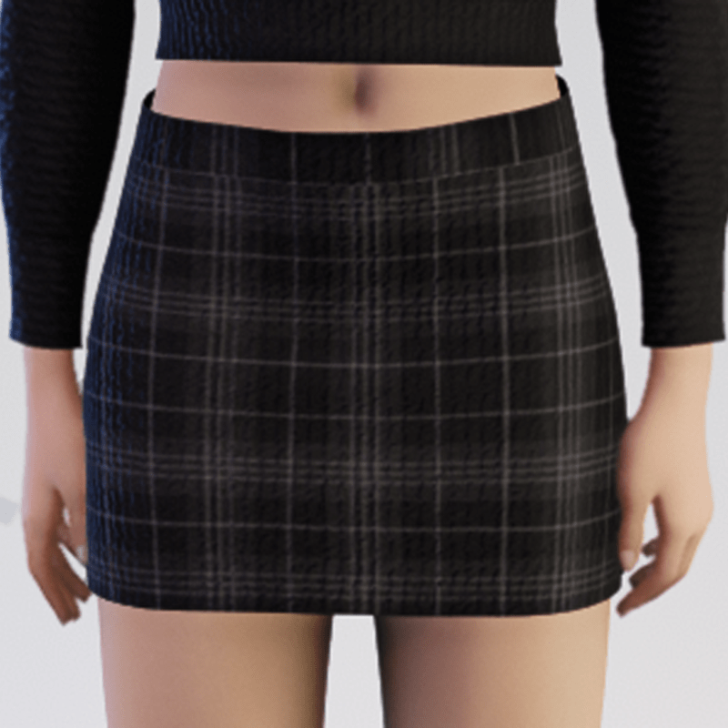 Checked Dark Grey Mini Skirt