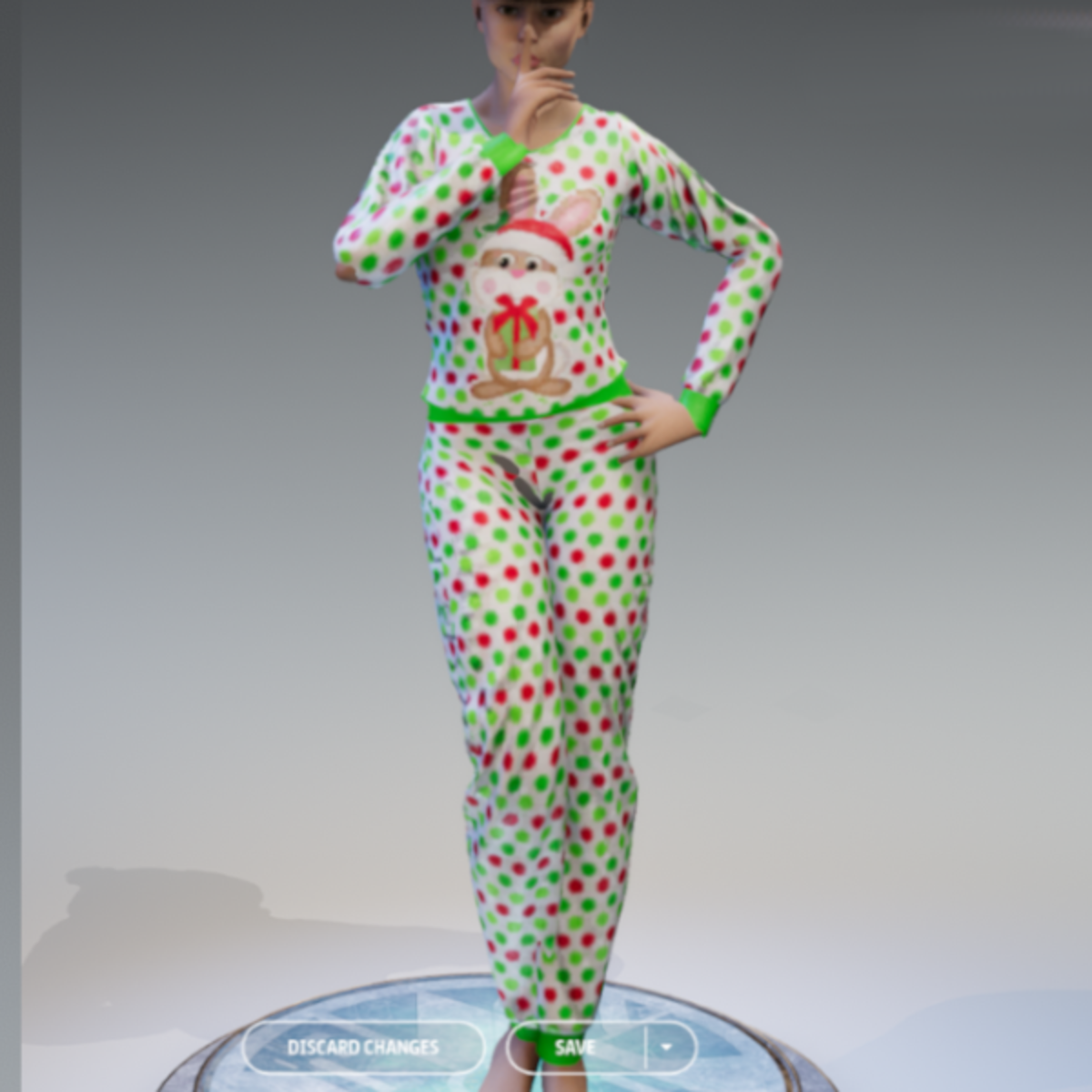 Polka dot Christmas Pajamas with a Cute Bunny
