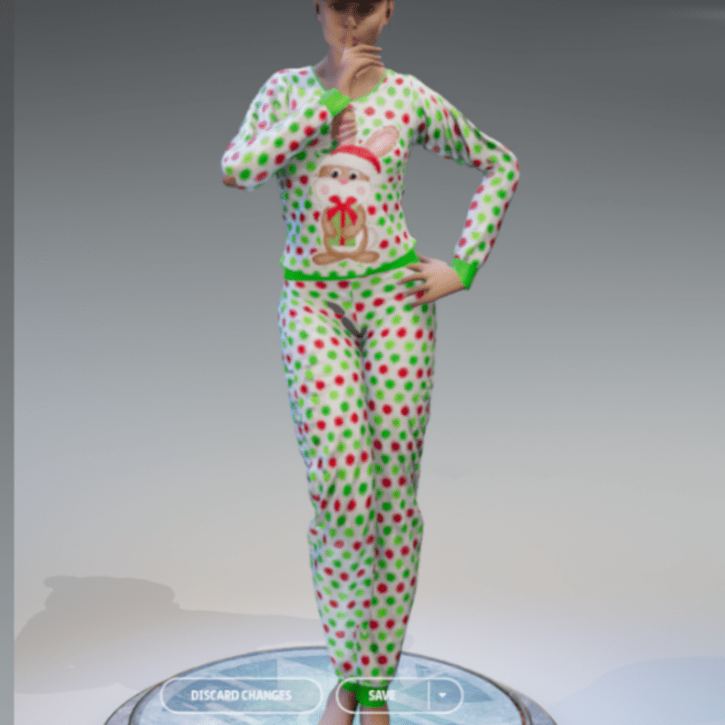 Polka dot Christmas Pajamas with a Cute Bunny