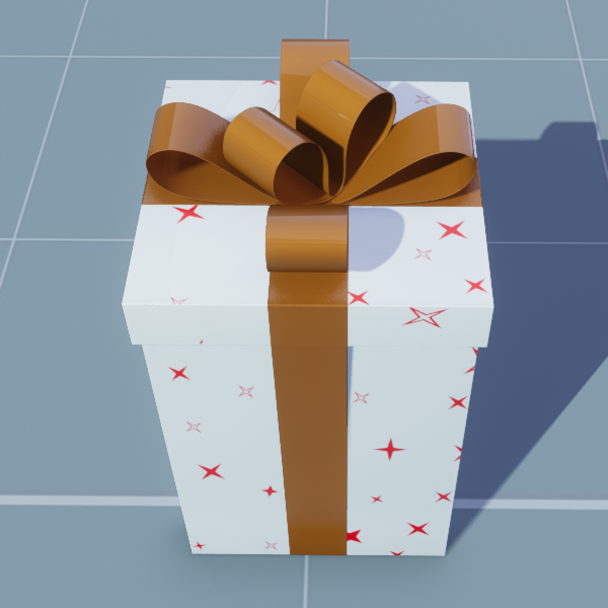 Gift Tall Square(Pattern) with Orange Bow