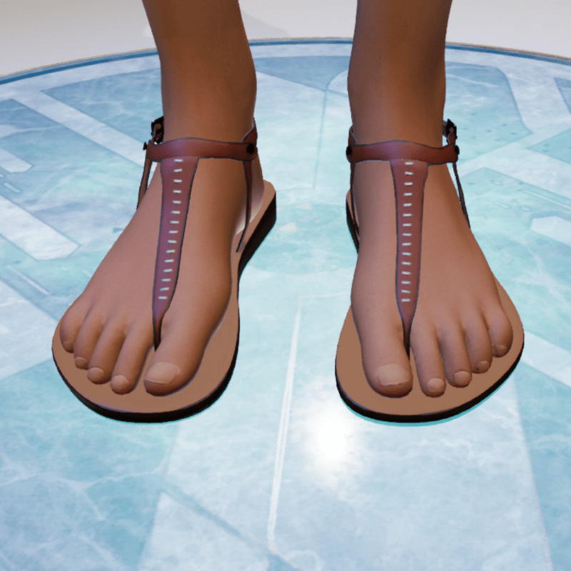 TKA Brown leather slave sandals metallic ornaments