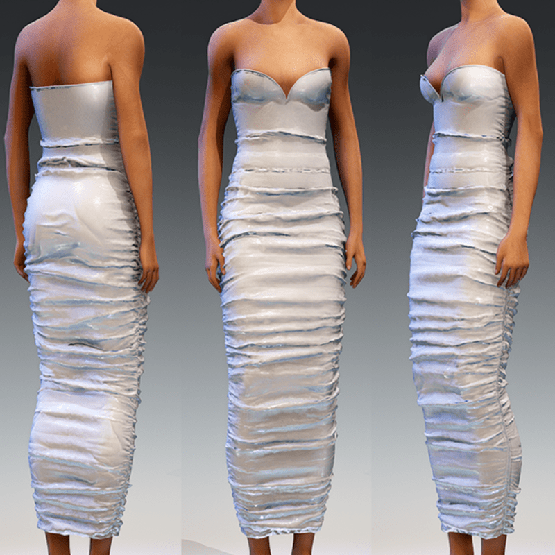 Rubber Spandex Hobble Dress Wite