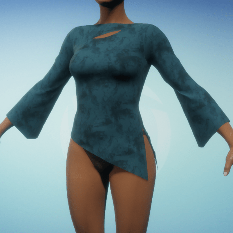 Boatneck Blouse - Teal Abstract