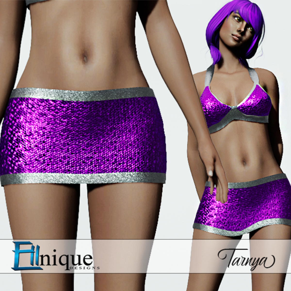Tarnya Purple Clubbing Sequin Skirt