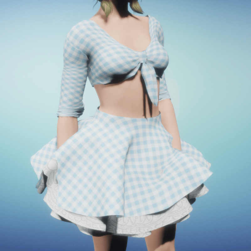 Blue Gingham Crino-Skirt & Top